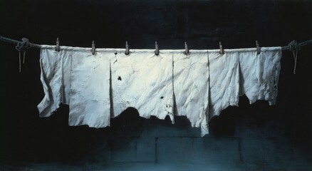 Rawhide drying on a line