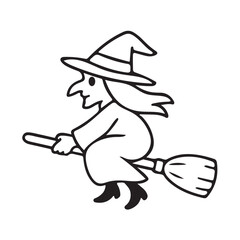 Witch on a Broomstick Flying