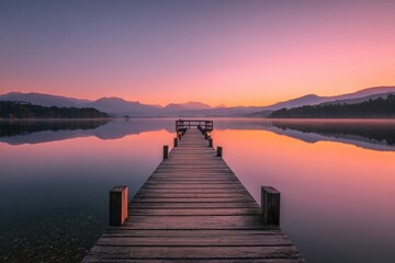 Obraz premium Serene sunrise over a still lake