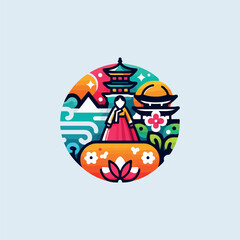Korea travel logo icon vector white background .