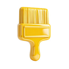 Bright yellow paintbrush, glossy and realistic