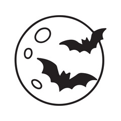Illustration of the moon with black bats