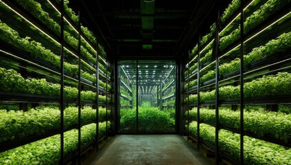 Vertical hydroponic farm interior