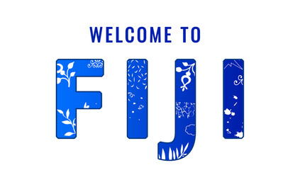 Blue Fiji Gradient name with a dark blue stroke outside of the font and a welcome banner.