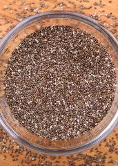 chia seeds on the table. Superfood, nutritional supplements, weight loss. Vertical photo format