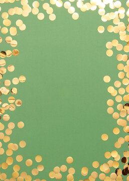 sparkles confetti and frame for inserting text on a colored background top view.. Vertical photo format