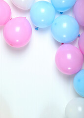 balloons in color top view. Festive background with place for text.. Vertical photo format