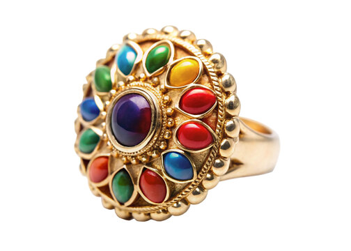 Navratna ring isolated on white background