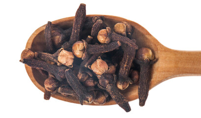 Spice cloves isolated on white background.
