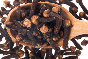 Spice cloves isolated on white background.