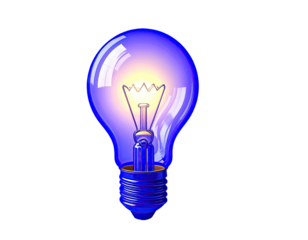 A vibrant, glowing, blue light bulb (1)