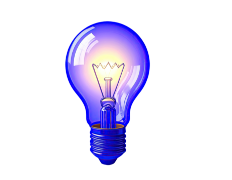 A vibrant, glowing, blue light bulb (1)