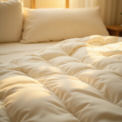 white bed sheet with pillows