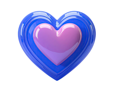 3D heart, glossy, blue, pink, layered - Powered by Adobe