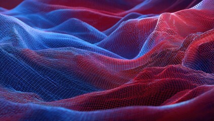 Obraz premium Abstract digital landscape of swirling, mesh-like structures