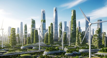 Obraz premium Eco-Friendly Futuristic Cityscape.
