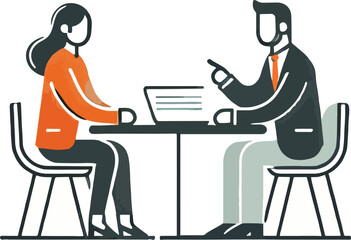 Businesspeople Meeting Table Laptop Discussion Orange Jacket