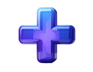 Fototapeta premium 3D rendered plus sign, vibrant blue-purple gradient, glossy finish