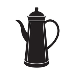 Antique Coffee Pot With Handle Silhouette Illustration