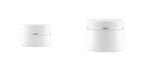 Cosmetic Jar Mockup Duo Featuring Silver Lid Cream Containers in White Background