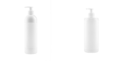 Frosted Glass Pump Bottle Mockup in Minimalist Layout with Black Pump Top