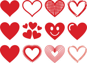 Red Heart Collection A Vibrant Sticker Pack for Love, Romance, and Valentine's Day Designs