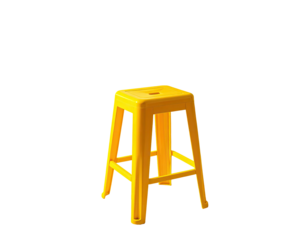 Bright yellow plastic stool, simple design