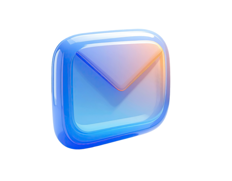 3D email icon, light blue, square, glossy