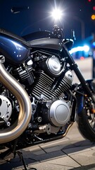 Night shot of a motorcycle engine