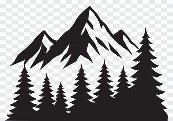 Obraz premium Mountain and Pine Trees Silhouette