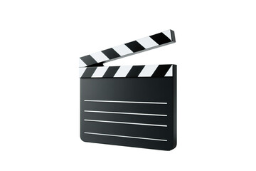 3D Rendered Sleek Black and White Movie Clapperboard on Transparent Background