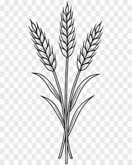 Wheat Stalks Simple Black and White Line Art Black and White Wheat Outline with Colored Wheat Vector Wheat Ear Outline and Colored Grain Illustration for Design