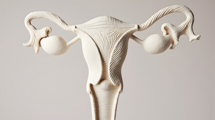 Anatomical model of female reproductive system, uterus and ovaries.