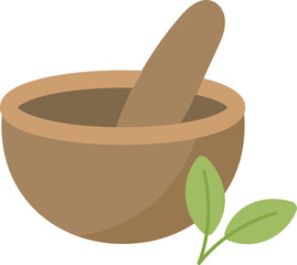 Mortar And Herb Medicine Illustration