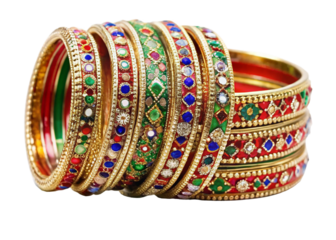 Meenakari bangles isolated on white background