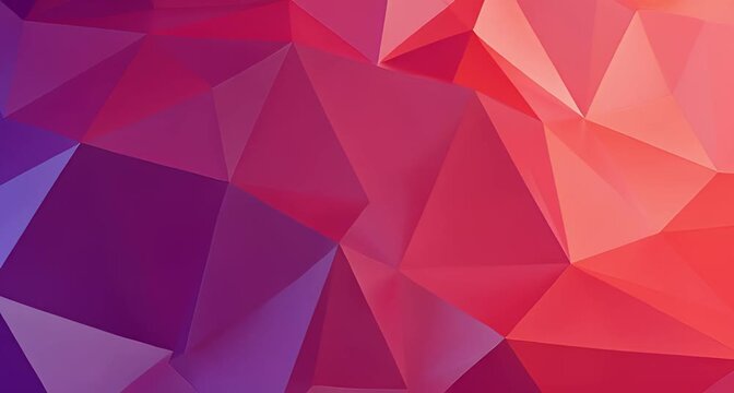 Abstract geometric background with triangular shapes in shades of red, pink, and purple, creating a modern and artistic design animated 4k video