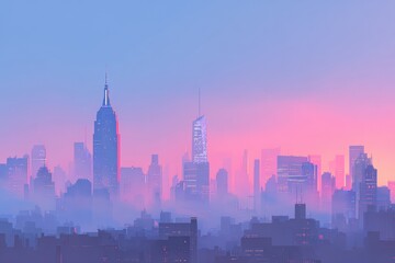 Fototapeta premium Pastel cityscape at dawn (1)