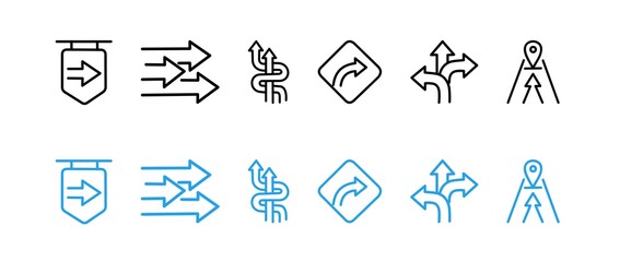 Arrow Line Icon. Editable Stroke. Vector Illustration. Design Element. Contains icons such as Direction, Traffic Sign, Navigation.