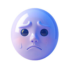 Fototapeta premium Light purple, round emoticon with a sad expression