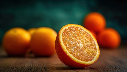 Close-up of an orange slice on a wooden surface (1)