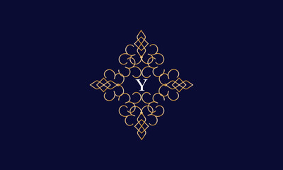 Trendy logo design template with initial Y. Elegant frame suitable for restaurants, hotels, cafes, shops, fashion salons, beauty salons, labels, etc.