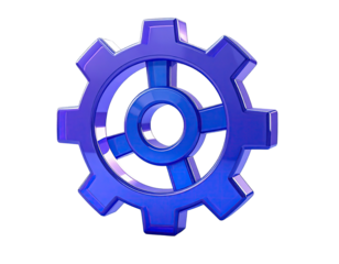3D rendered vibrant blue gear icon (2)