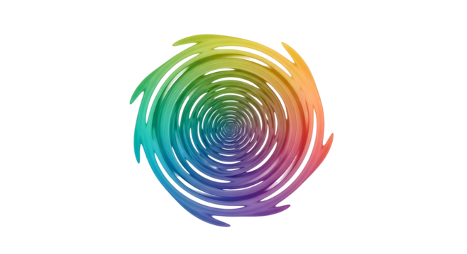 Abstract Circular Design: Rainbow Swirl Pattern