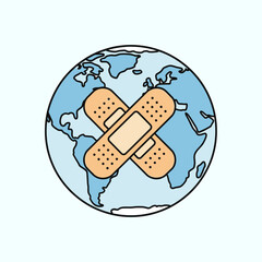 Healing planet Earth vector icon. A concept for environmental care and global health.