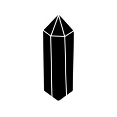 Black and White Illustration of a Quartz Crystal Point with Geometric Facets