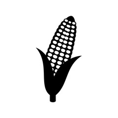 Simple and Striking Black and White Illustration of a Ripe Corn Cob