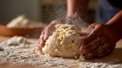 Fototapeta premium Organic pet treat dough shaped by hand with flour