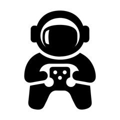 Astronaut playing video games silhouette icon