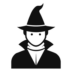 Mysterious figure in a pointed hat silhouette