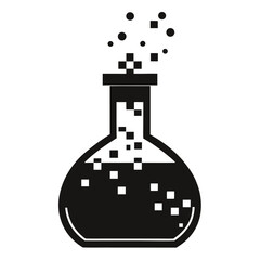 Black silhouette of a bubbling erlenmeyer flask silhouette